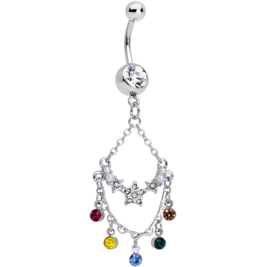 Multicolor Gem Star Chandelier Dangle Belly Ring