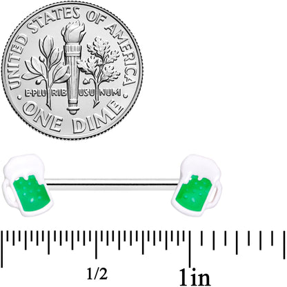 14G 9/16 Green Beer St Patricks Horseshoe Barbell Nipple Set of 4