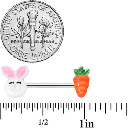 14G 9/16 Carrot Easter Bunny Barbell Nipple Ring Set