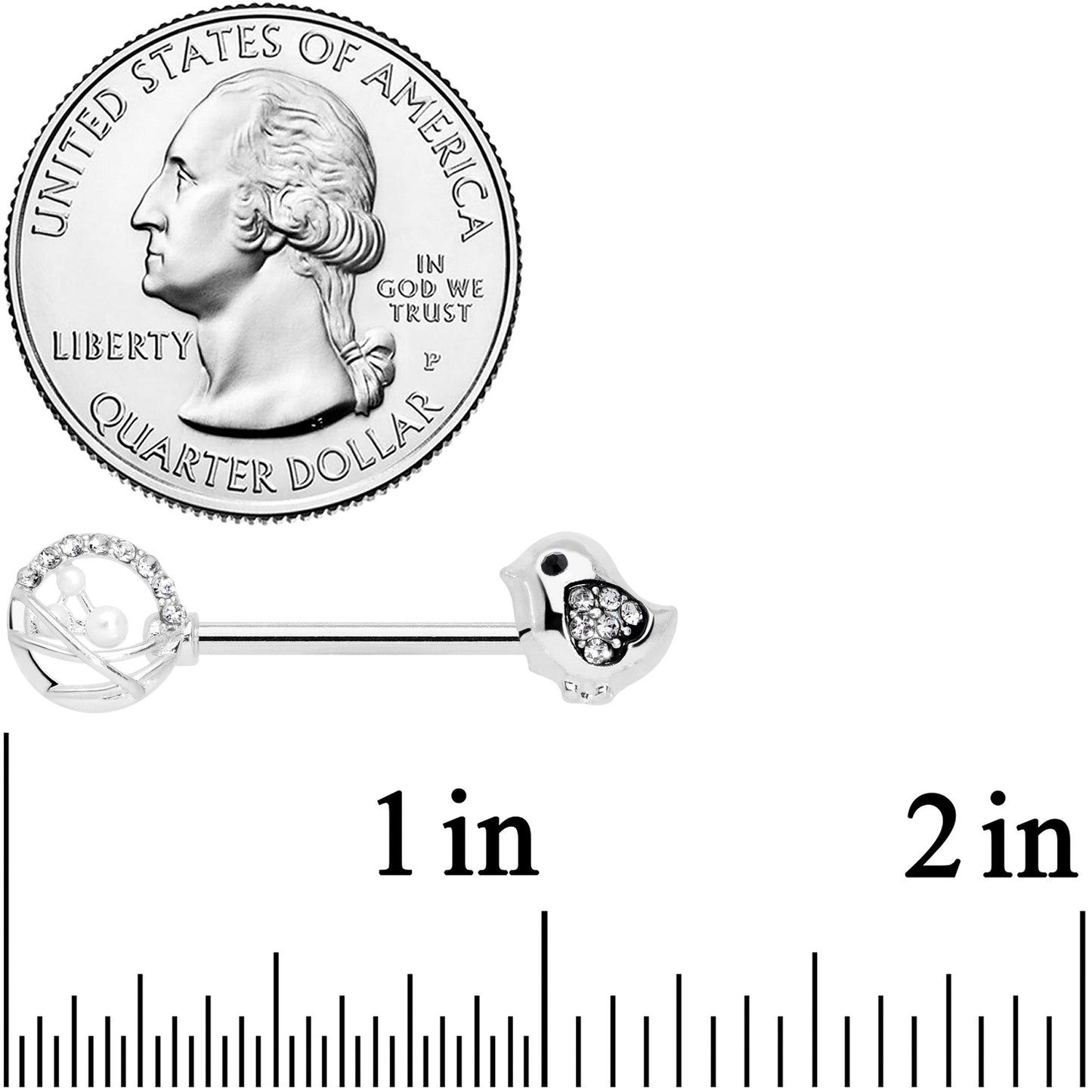 14G 9/16 Clear Gem Basket Chick Barbell Nipple Ring Set