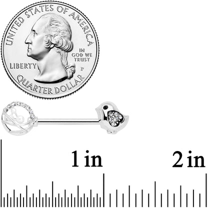 14G 9/16 Clear Gem Basket Chick Barbell Nipple Ring Set