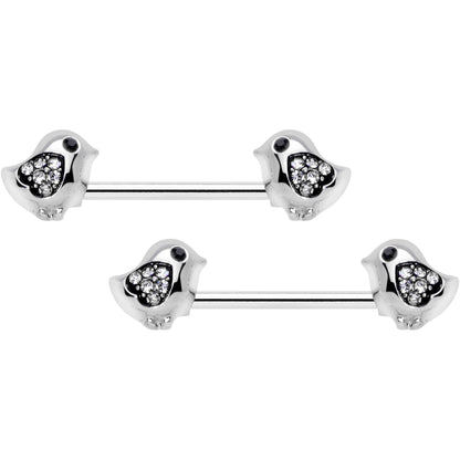 14G 9/16 Clear Gem Easter Chick Nipple Ring Set
