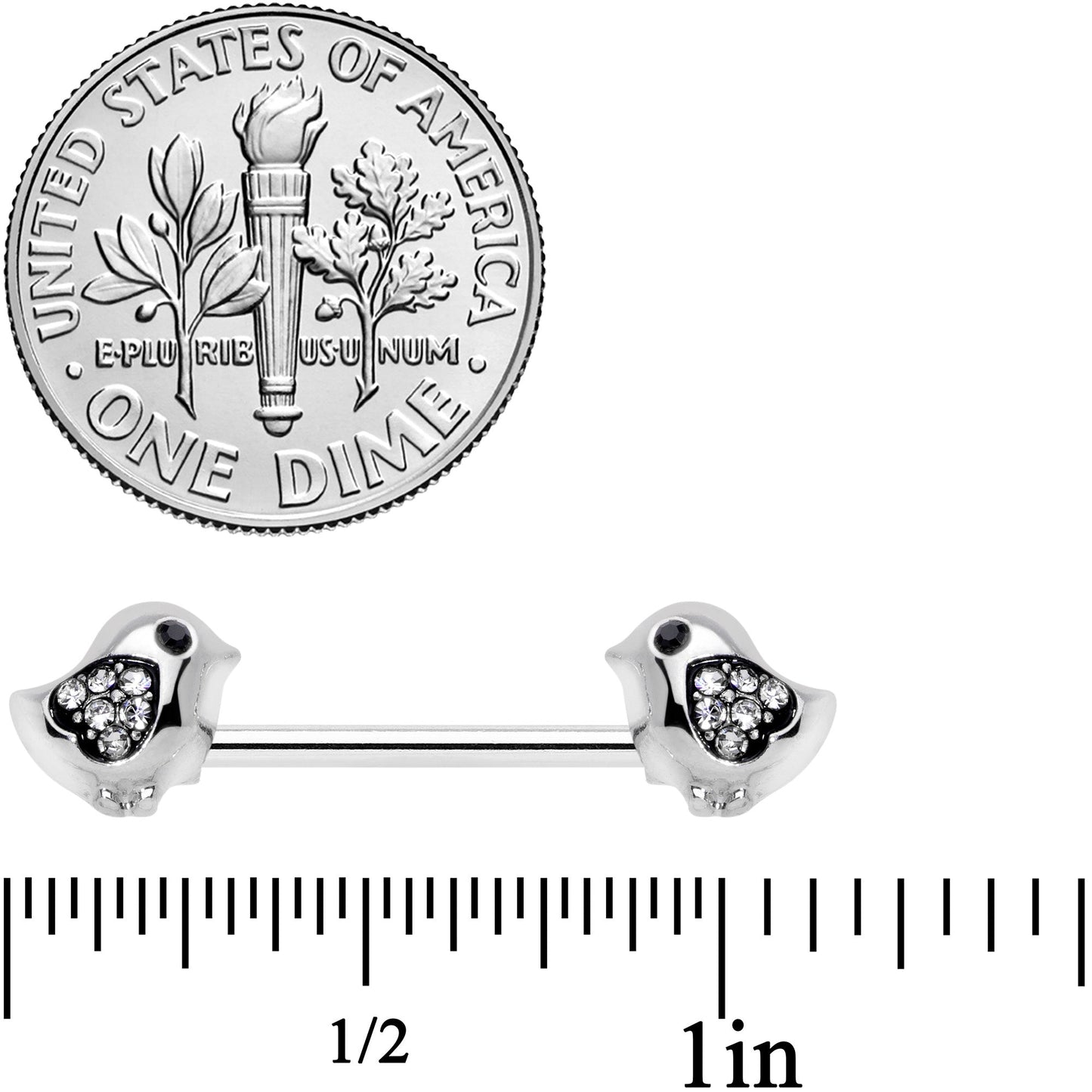 14G 9/16 Clear Gem Easter Chick Nipple Ring Set