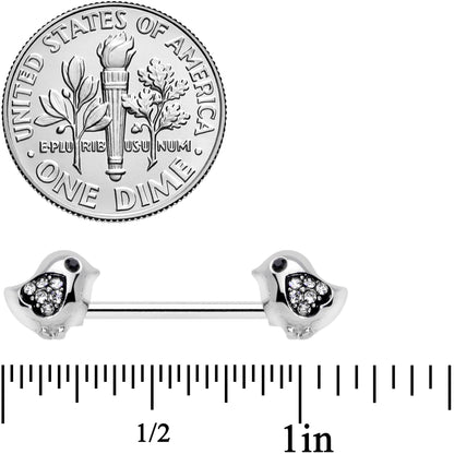 14G 9/16 Clear Gem Easter Chick Nipple Ring Set