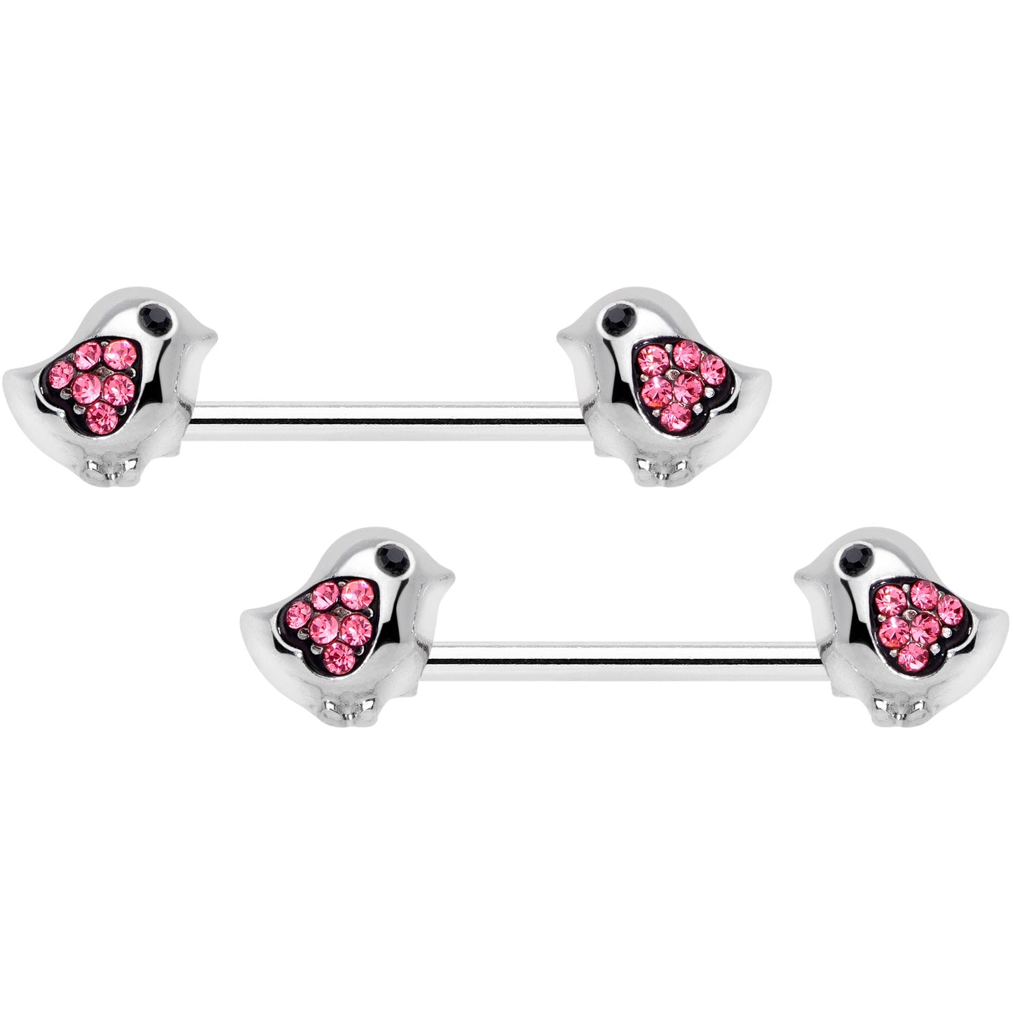 14G 9/16 Pink Gem Easter Chick Nipple Ring Set