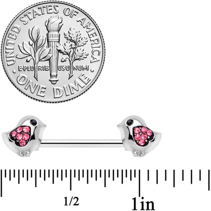 14G 9/16 Pink Gem Easter Chick Nipple Ring Set