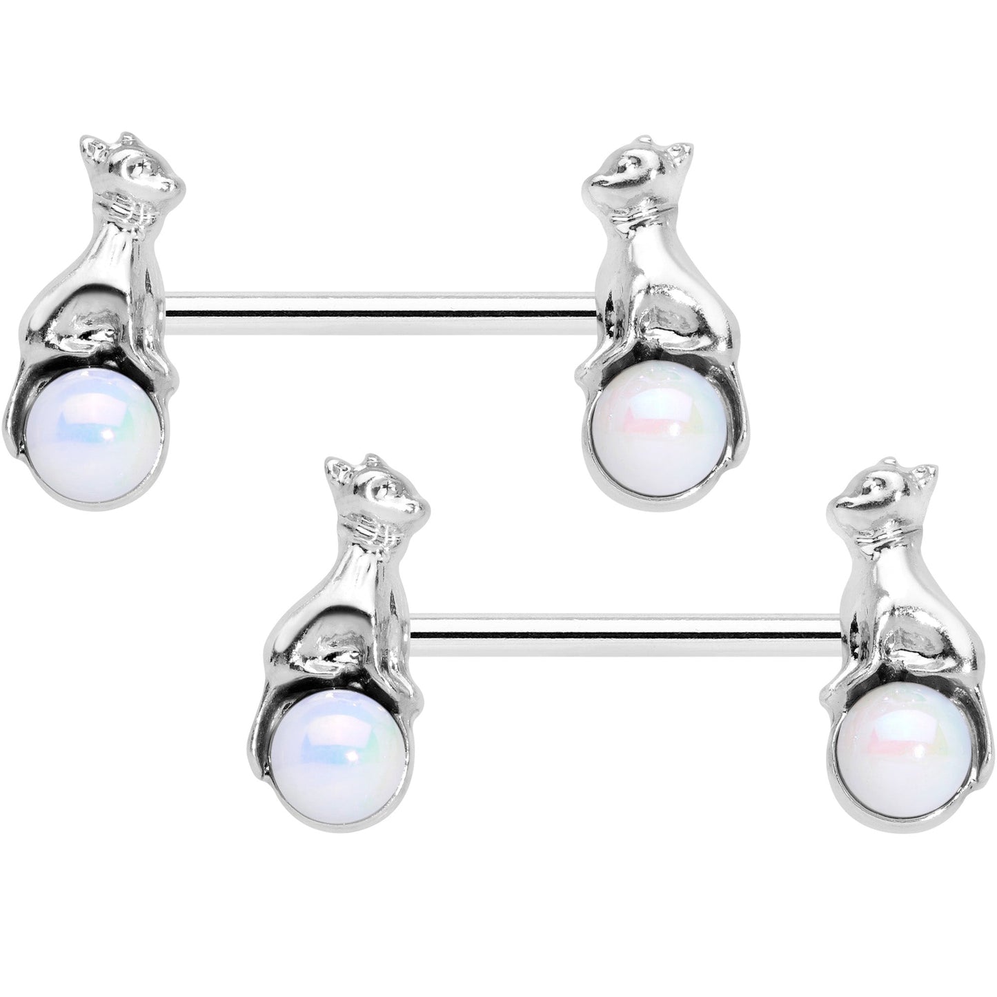 14G 9/16 Aurora Orb Baby Bear Barbell Nipple Ring Set