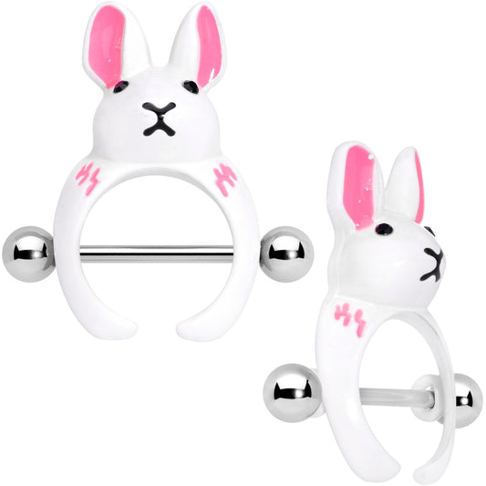 14G 9/16 White Rabbit Easter Nipple Shield Set