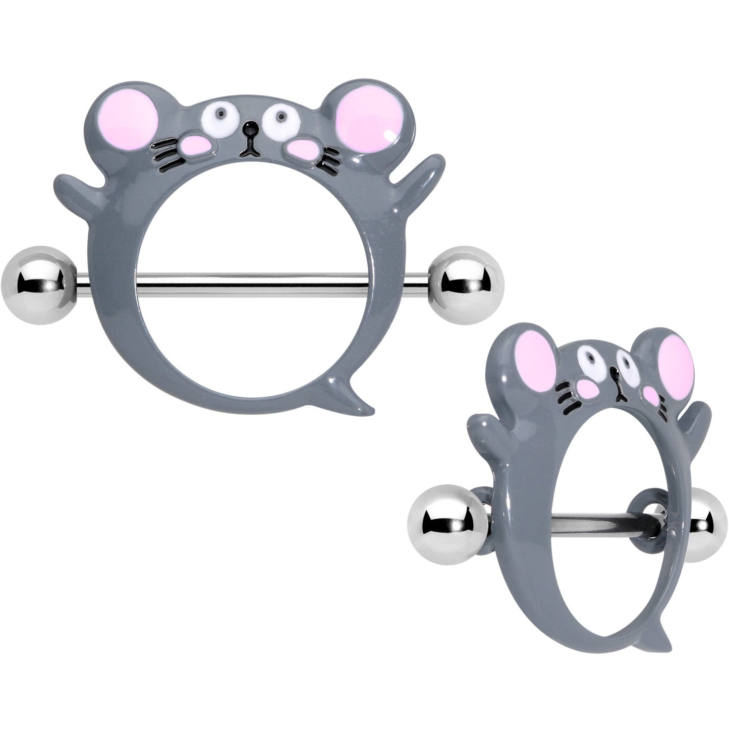 14G 5/8 Merry Grey Mouse Nipple Shield Set