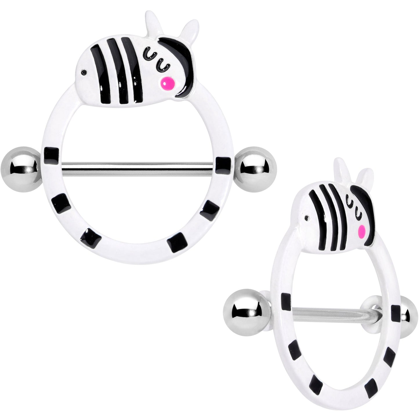 14G 5/8 Zany Zebra Nipple Shield Set