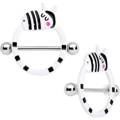 14G 5/8 Zany Zebra Nipple Shield Set