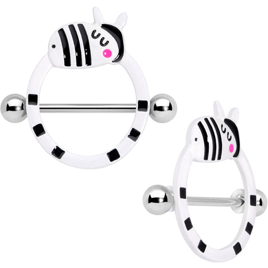 14G 5/8 Zany Zebra Nipple Shield Set