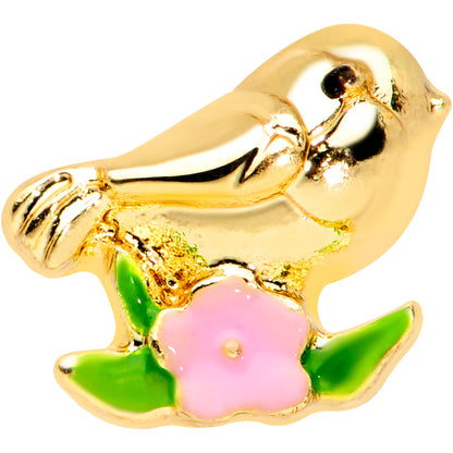 16G 1/4 Gold Tone Bird Pink Flower Cartilage Tragus