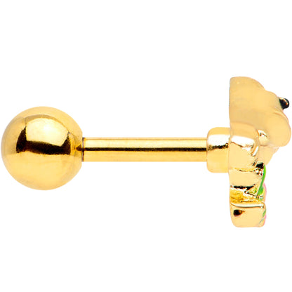 16G 1/4 Gold Tone Bird Pink Flower Cartilage Tragus