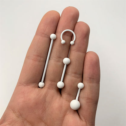 14G Wonderful White Matte Industrial Barbell 38mm