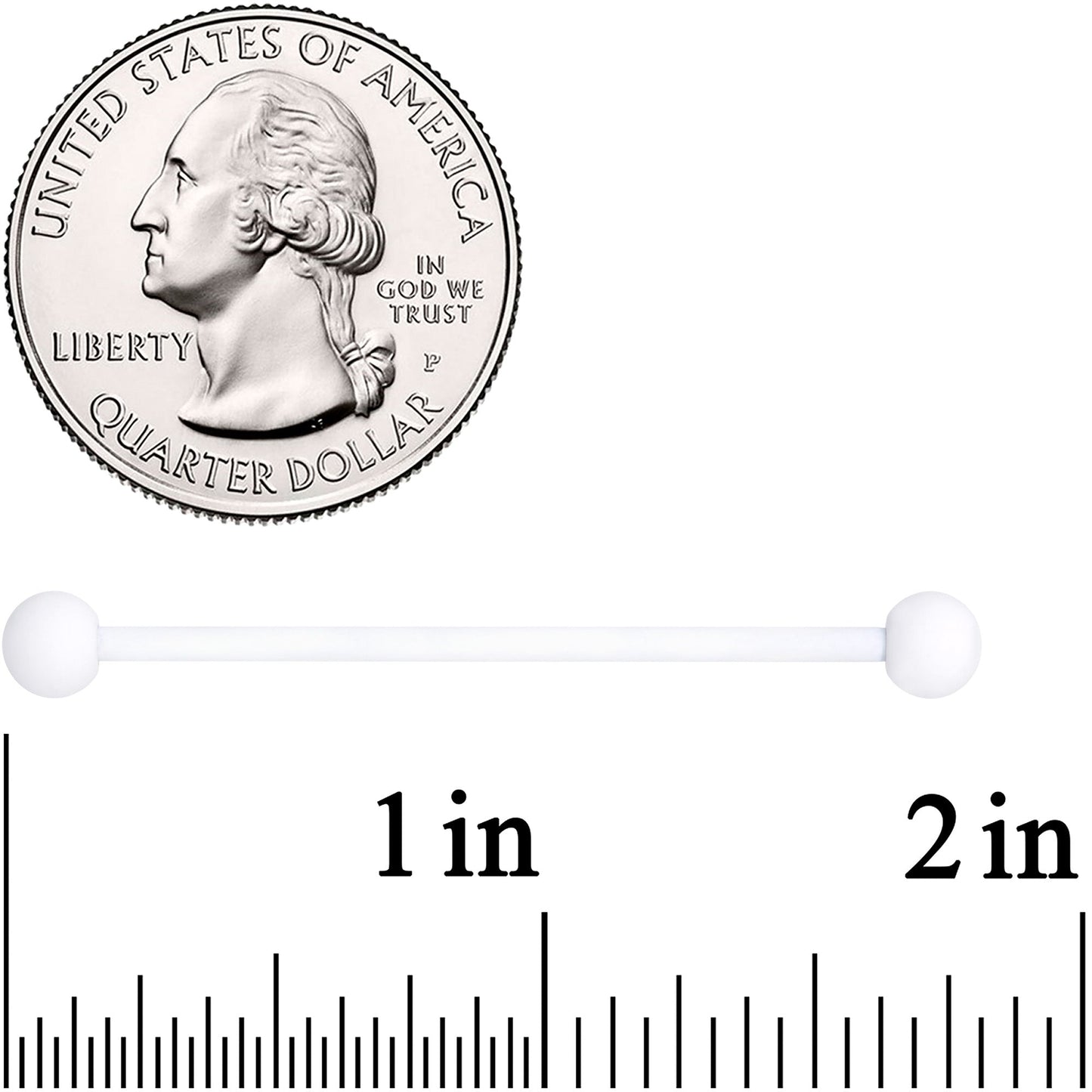 14G Wonderful White Matte Industrial Barbell 38mm