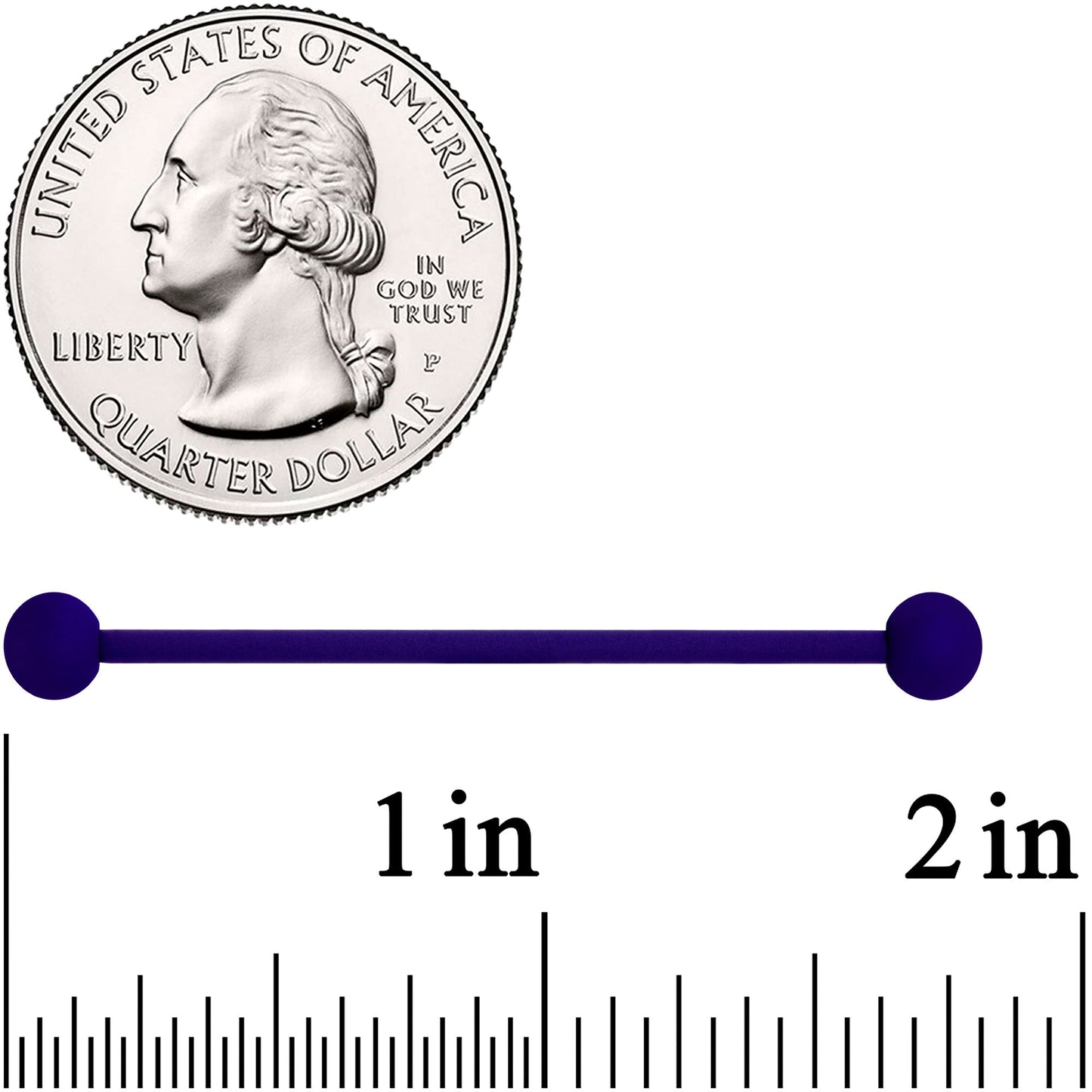 14G Natty Navy Blue Matte Industrial Barbell 38mm