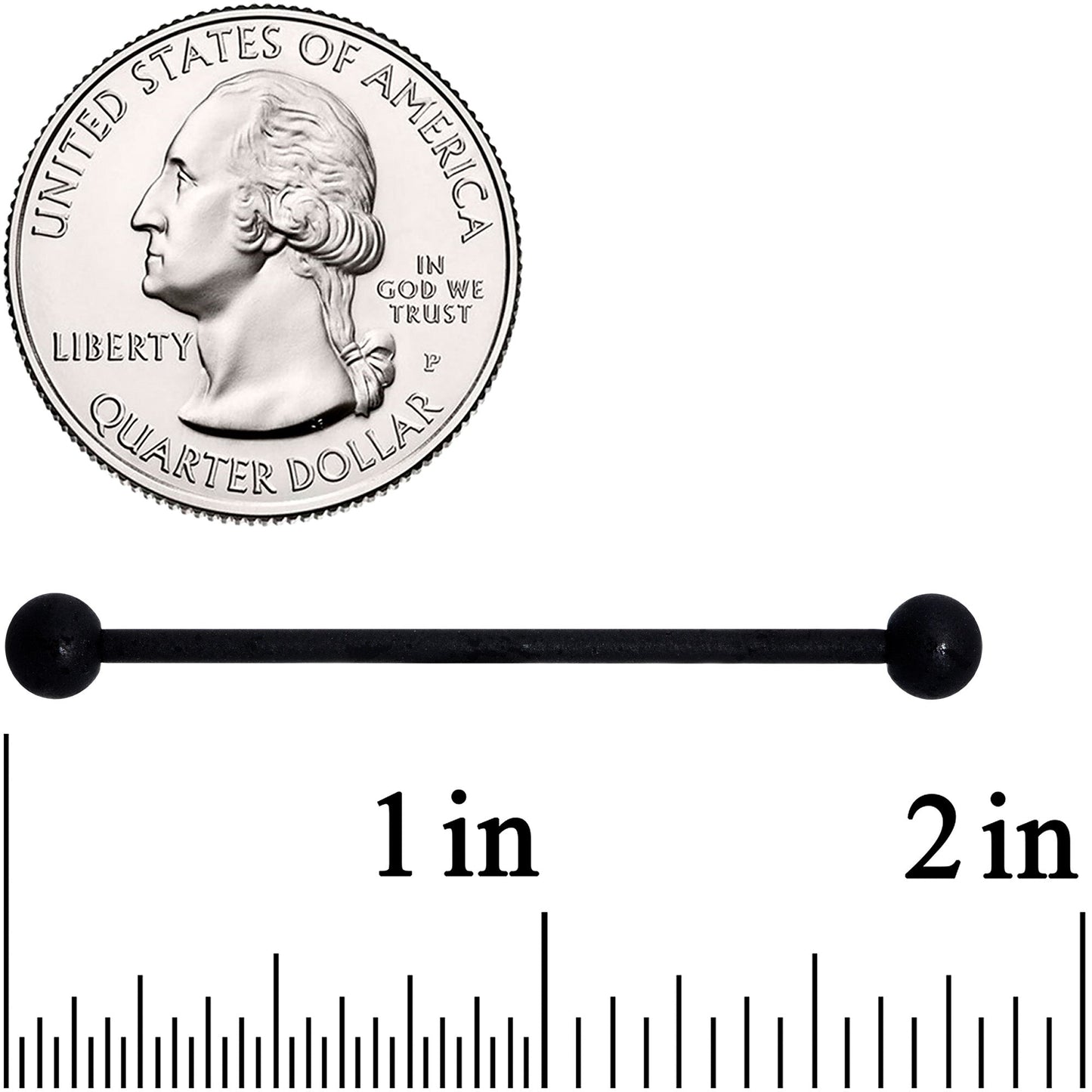 14G Beautiful Basic Black Matte Industrial Barbell 38mm