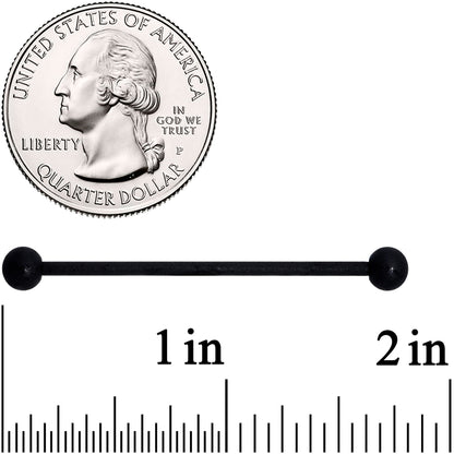 14G Beautiful Basic Black Matte Industrial Barbell 38mm