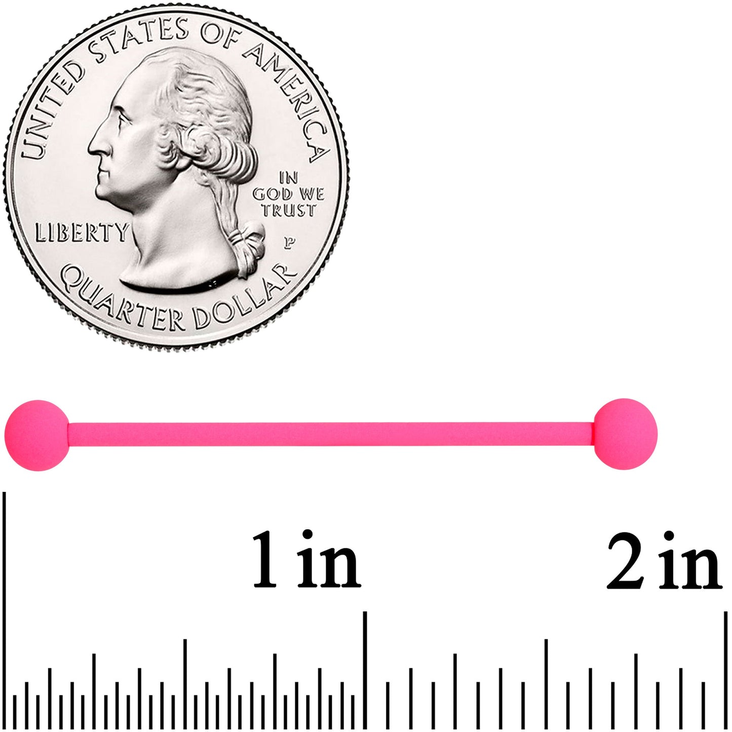 14G Hot Hot Pink Matte Industrial Barbell 38mm