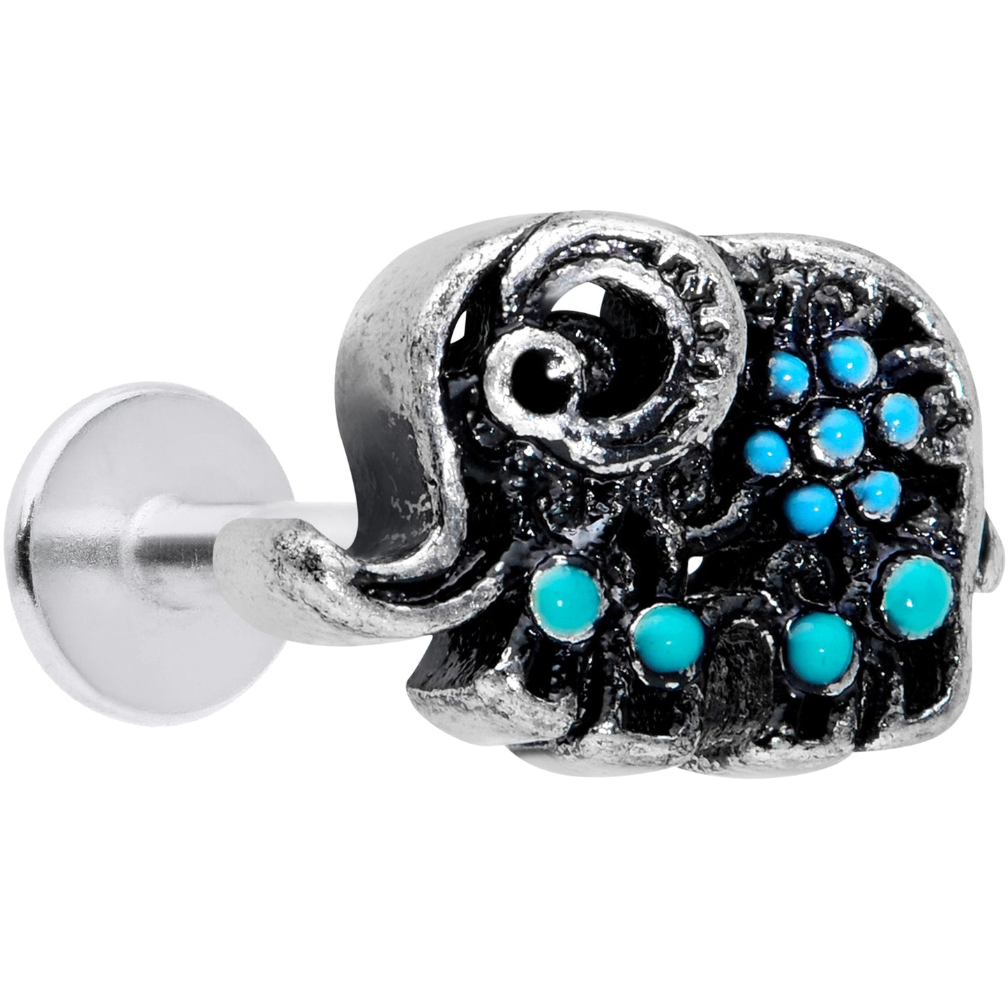 16G 5/16 Aqua Orb Curvy Elephant Labret Monroe Tragus