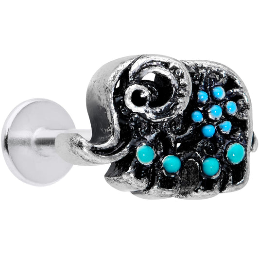 16G 5/16 Aqua Orb Curvy Elephant Labret Monroe Tragus