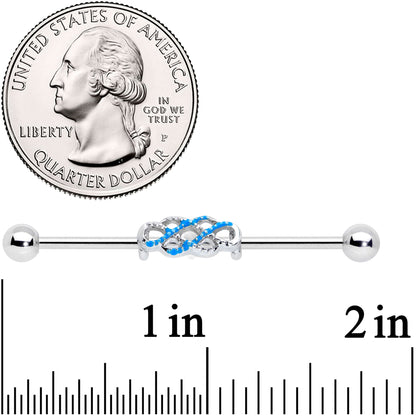 14G Clear Gem Blue Celtic Knot Industrial Barbell 38mm