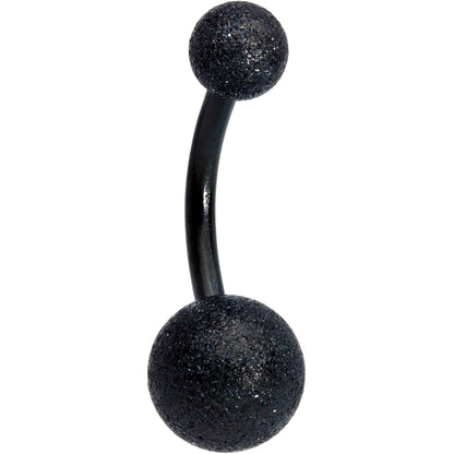 Clear Gem Black Sandblasted Spiral Circle Belly Ring Set of 3