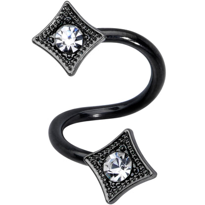 Clear Gem Black Sandblasted Spiral Circle Belly Ring Set of 3