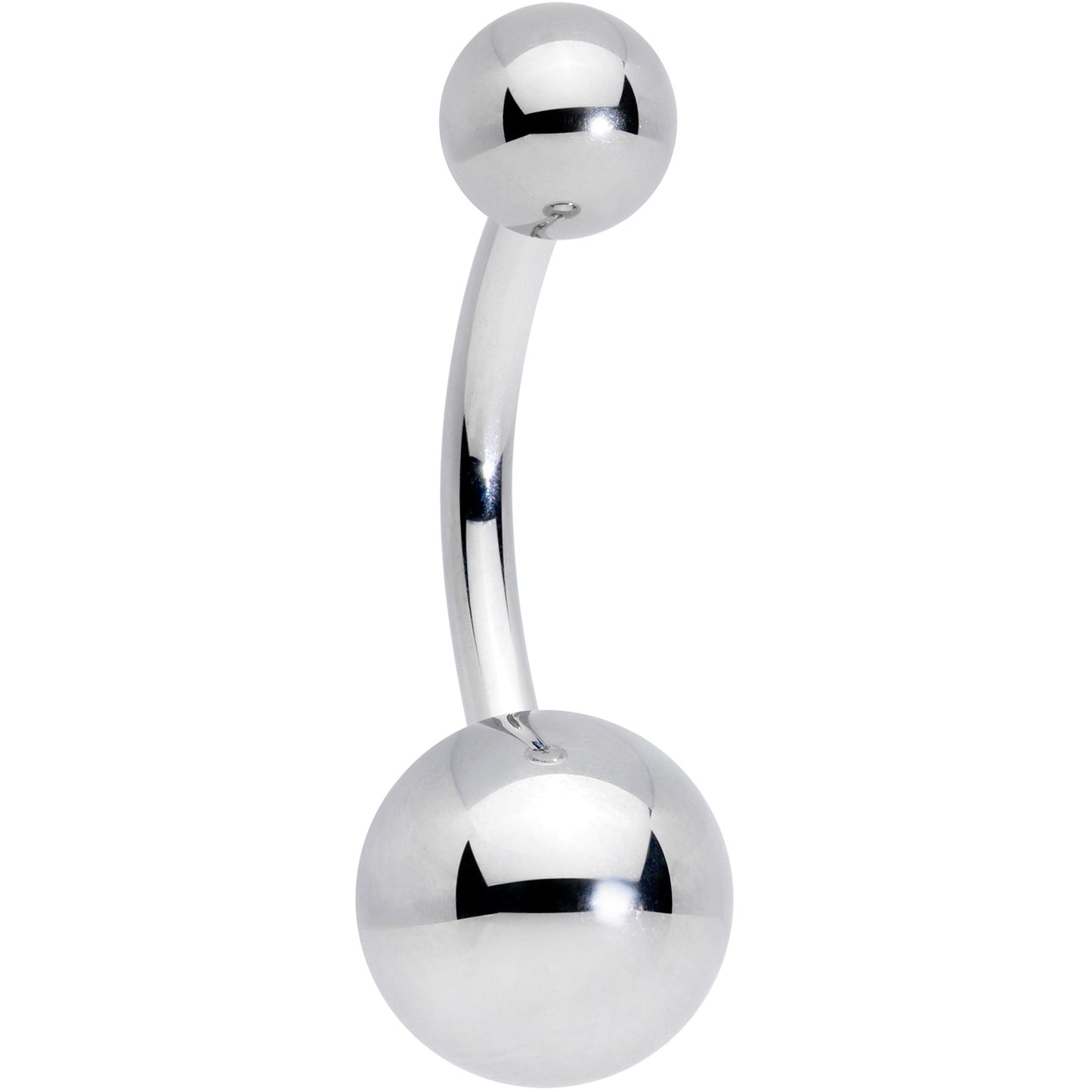 14G 3/8 Grade 23 Large Ball Titanium Belly Ring Curved Barbell