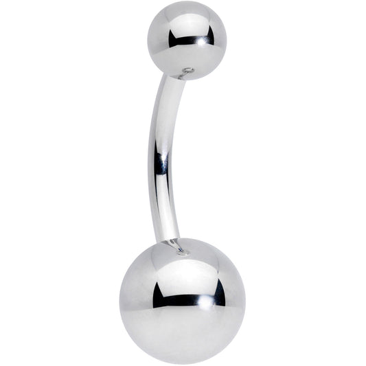 14G 3/8 Grade 23 Large Ball Titanium Belly Ring Curved Barbell