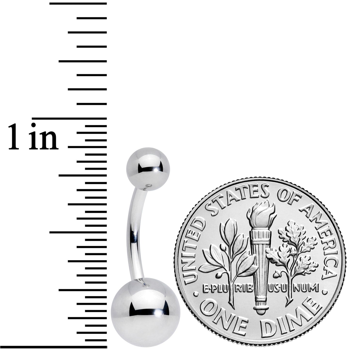 14G 3/8 Grade 23 Large Ball Titanium Belly Ring Curved Barbell