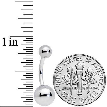 14G 3/8 Grade 23 Large Ball Titanium Belly Ring Curved Barbell