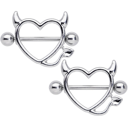 14G 5/8 Devil Heart Valentine Nipple Shield Set