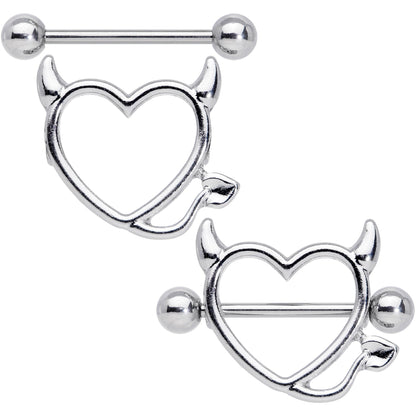 14G 5/8 Devil Heart Valentine Nipple Shield Set