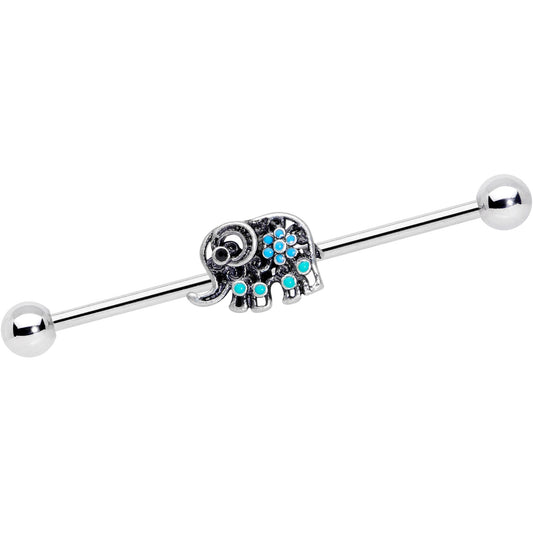 14G Aqua Orb Curvy Elephant Industrial Barbell 38mm