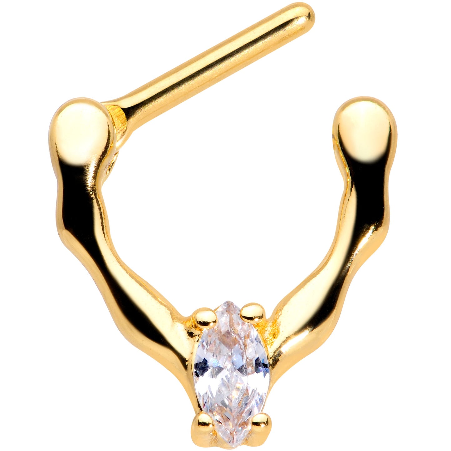 16G 5/16 Clear CZ Gem Gold Tone Simple Cartilage Clicker