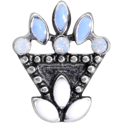 16G 1/4 White Blue Faux Opal Ornate Labret Monroe Tragus