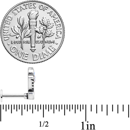 16G 1/4 White Blue Faux Opal Ornate Labret Monroe Tragus