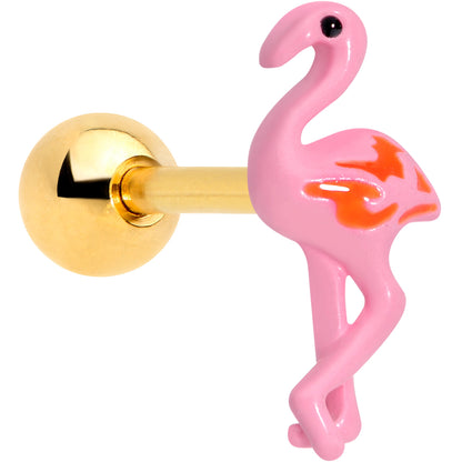 16G 1/4 Gold Tone Flamingo Cartilage Tragus