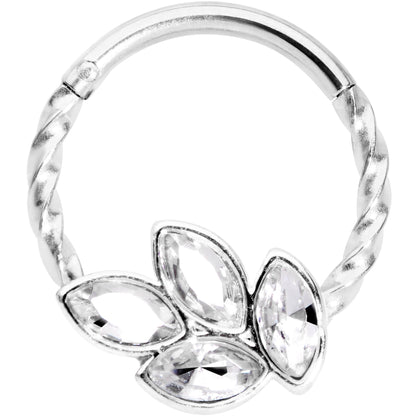 16G 3/8 Clear Gem Oval Quartet Twisted Cartilage Clicker