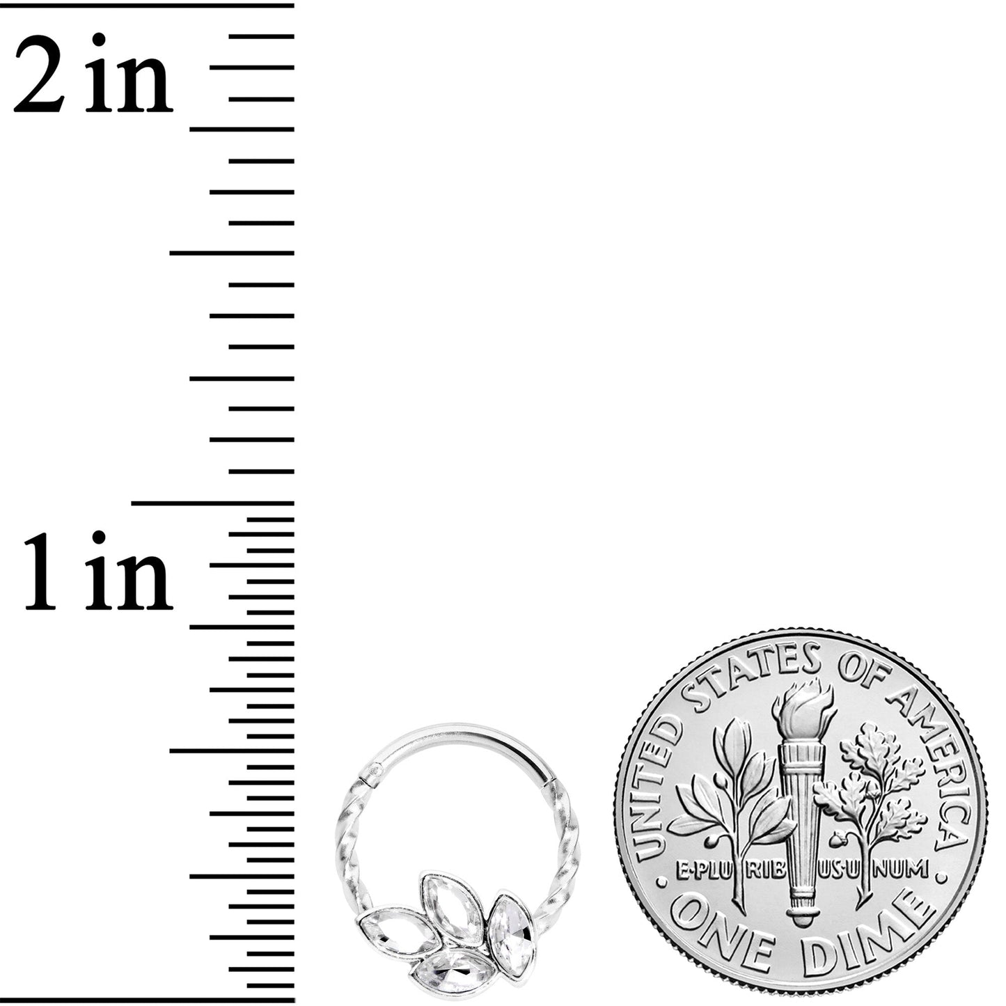 16G 3/8 Clear Gem Oval Quartet Twisted Cartilage Clicker