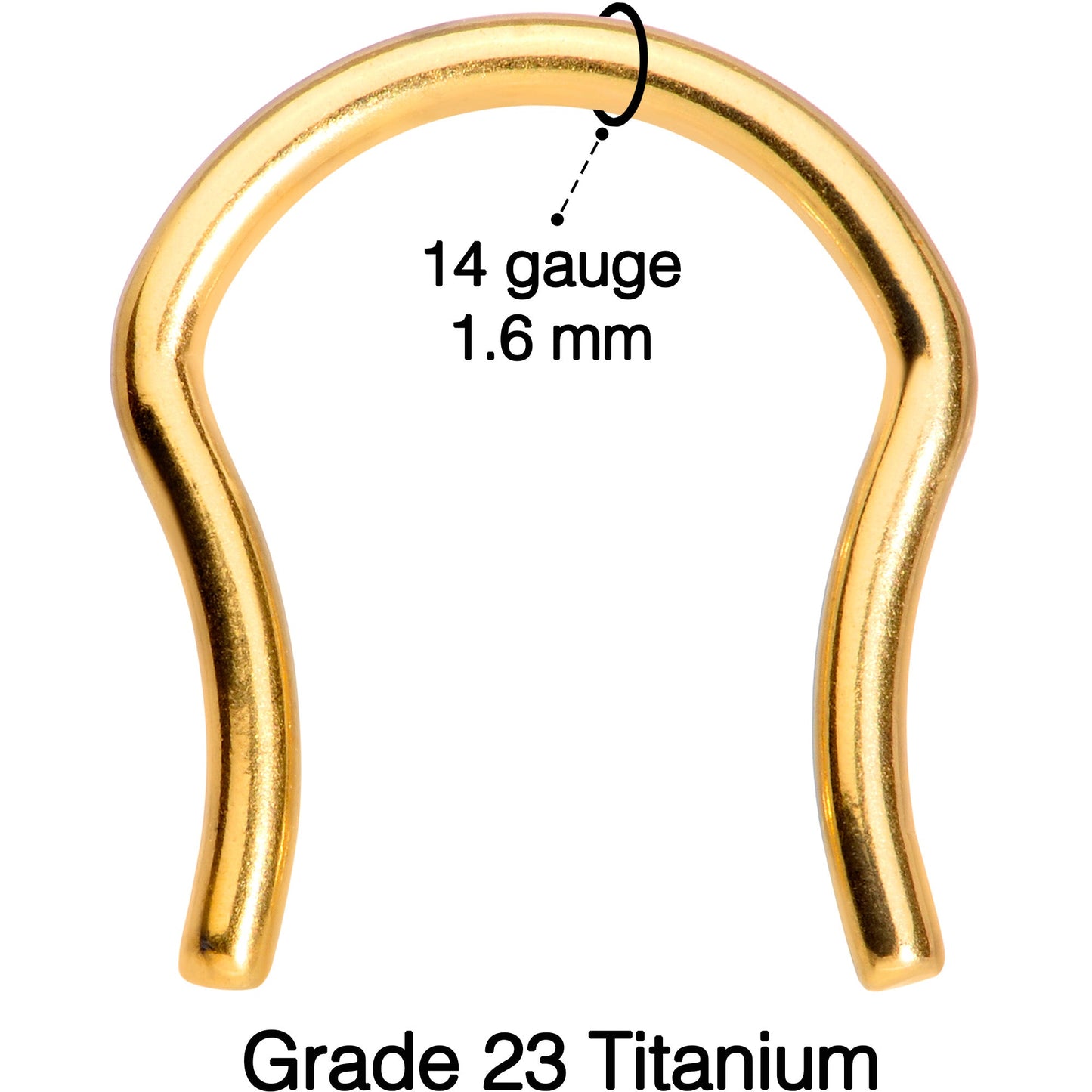 14G 5/8 Gold Tone ASTM F-136 Implant Grade Titanium Septum Retainer