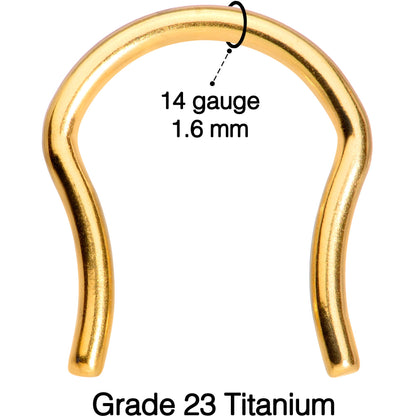 14G 5/8 Gold Tone ASTM F-136 Implant Grade Titanium Septum Retainer
