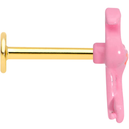 16G 5/16 Gold Tone Pink Flamingo Labret Monroe Tragus