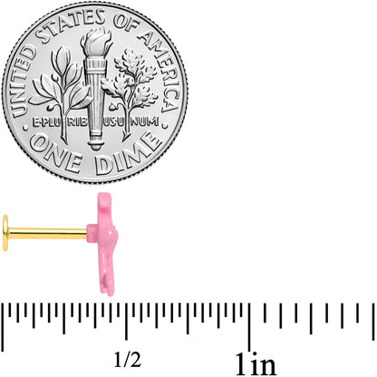 16G 5/16 Gold Tone Pink Flamingo Labret Monroe Tragus