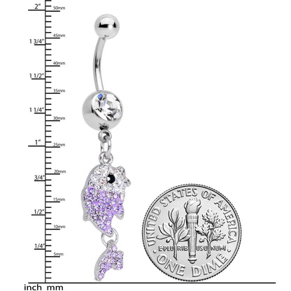 Clear Purple Gem Sweet Fish Dangle Belly Ring