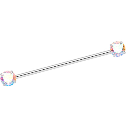 14G Aurora CZ Gem Threadless Industrial Barbell 38mm
