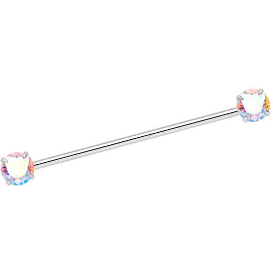 14G Aurora CZ Gem Threadless Industrial Barbell 38mm