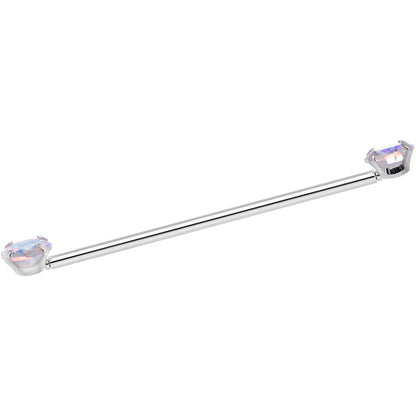 14G Aurora CZ Gem Threadless Industrial Barbell 38mm